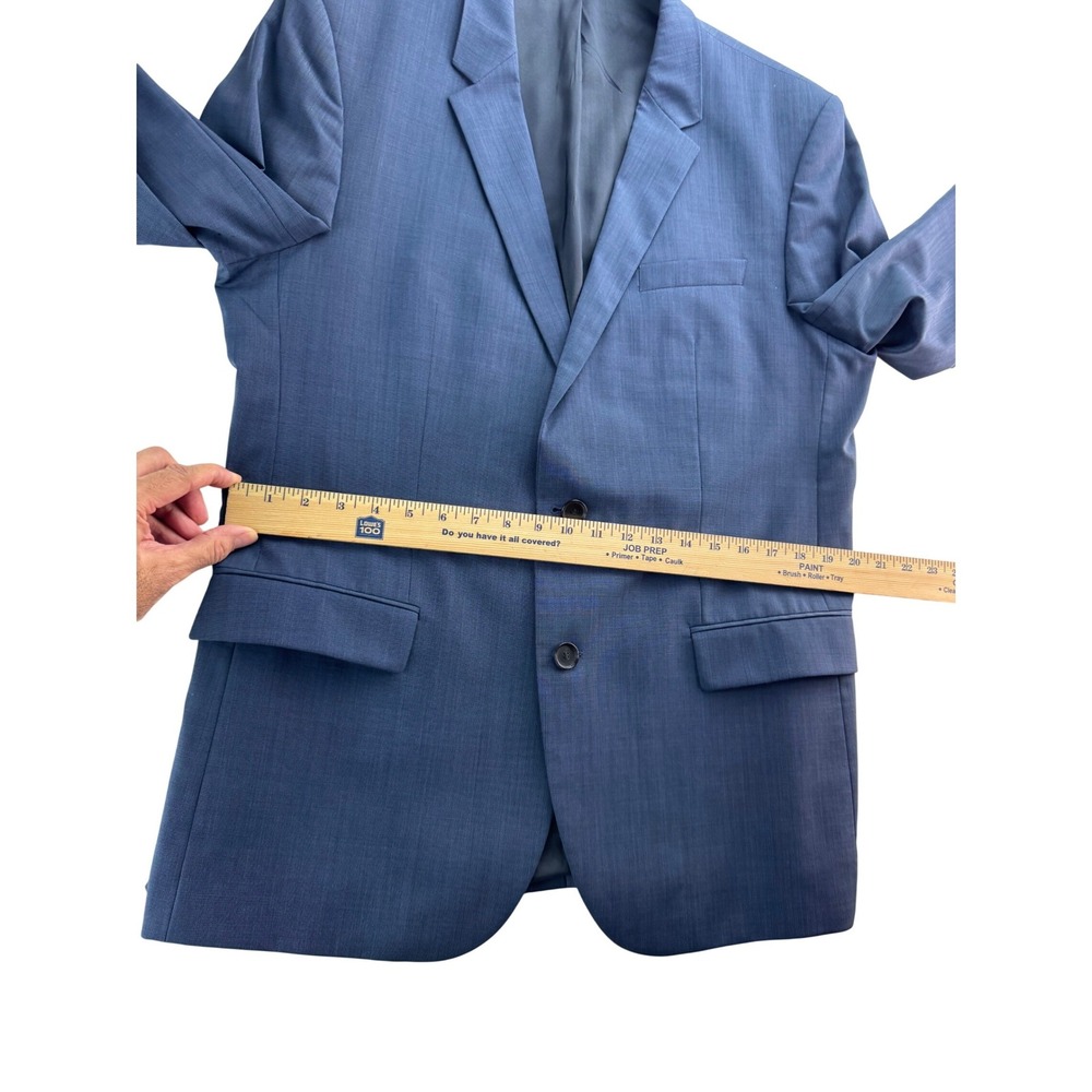 HUGO BOSS Mens Blue Wool Blend Sport Coat Blazer Jacket Size 44R Two Button - Picture 12 of 16